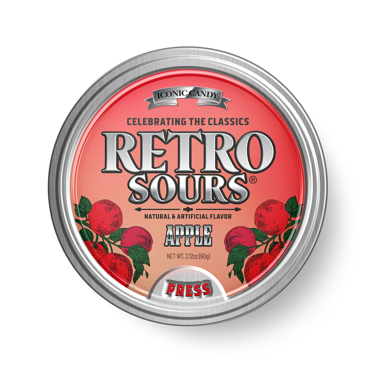 Iconic Retro Sours Red Apple 2.12 oz Each Unit Quantity 8 Units Per Box Sweet Browse at UsaCandyWholesale.Com