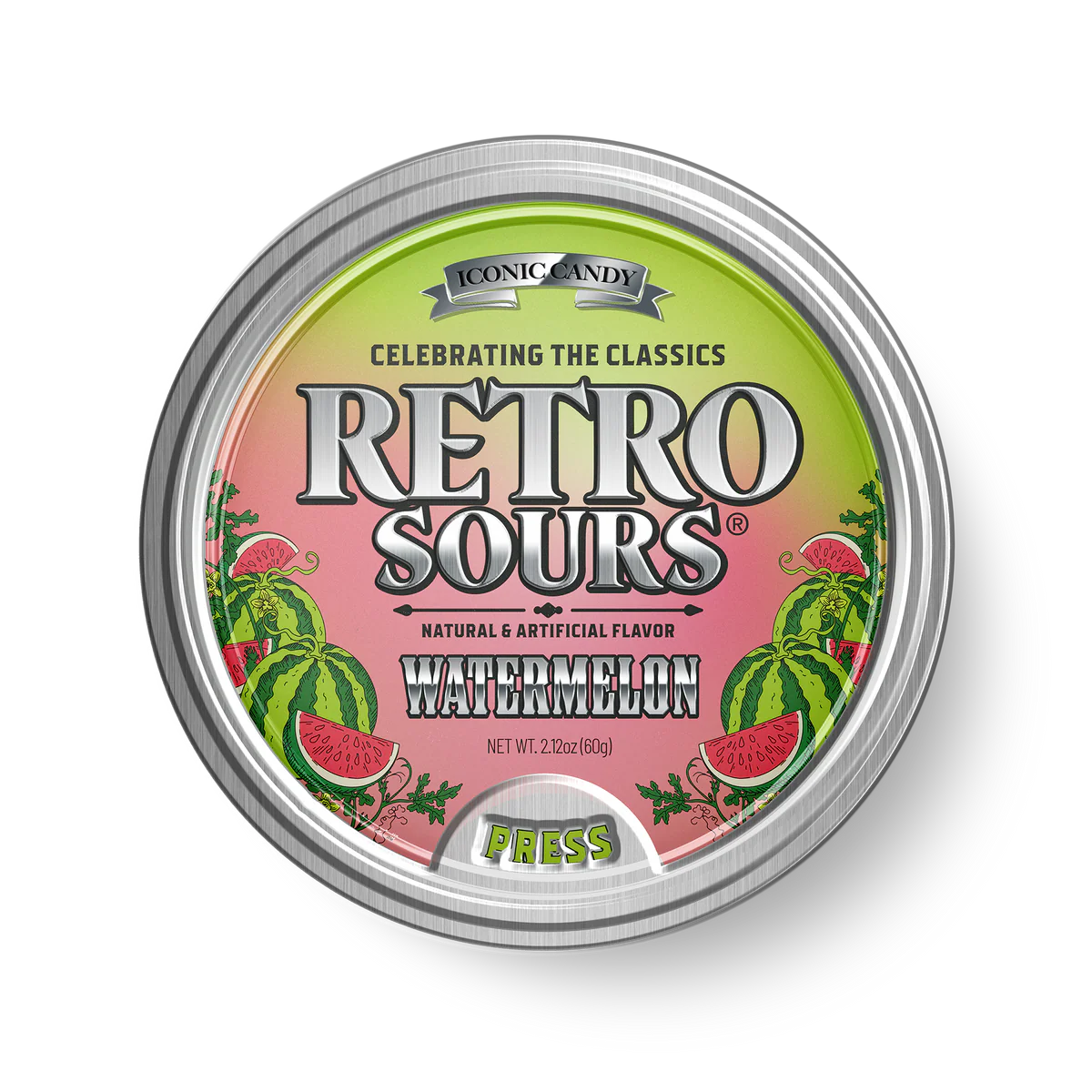 Iconic Retro Sours Watermelon 2.12 oz Each Unit Quantity 8 Units Per Box Sweet Browse at UsaCandyWholesale.Com