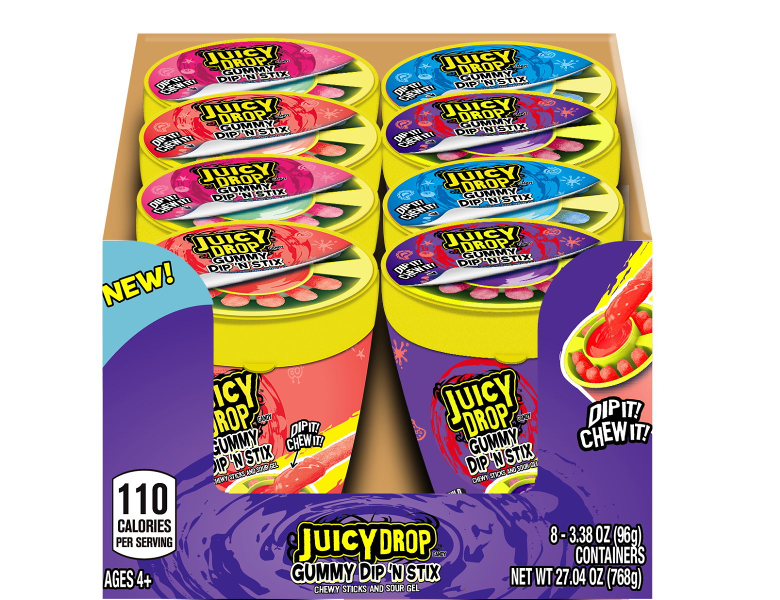 Juicy Drop Gummy Dip N Stix 3.4 oz (Box of 8 Pieces) at UsaCandyWholesale.Com