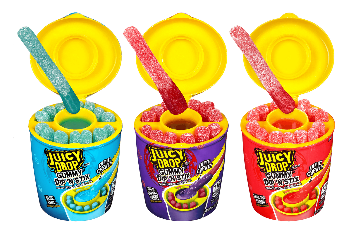 Juicy Drop Gummy Dip N Stix 3.4 oz (Box of 8 Pieces) at UsaCandyWholesale.Com
