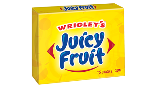Juicy Fruit Bubble Gum Fruits Flavor Slim Pack By Wrigley's Quantity 15 Sticks Per Pack 10 Packs Per Box Sweet Browse at UsaCandyWholesale.Com