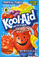 Kool aid Powder Tropical Punch Flavor 0.16 oz Each Pack Quantity 48 Packs Per Box Sweet Browse at UsaCandyWholesale.Com