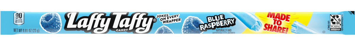 Laffy Taffy Rope Blue Raspberry Flavor Approximately 9 Inches Long Each Piece Each Piece 0.81 oz Quantity 24 Pieces Per Box Sweet Browse at UsaCandyWholesale.Com