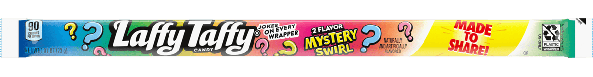 Laffy Taffy Rope Mystery Flavors. Approximately 9 Inches Long Each Piece Each Piece 0.81 oz Quantity 24 Pieces Per Box Sweet Browse at UsaCandyWholesale.Com