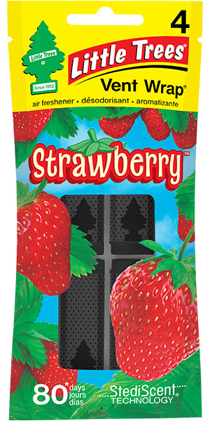 Little Trees Car Vent Wrap Strawberry Scent Quantity 4 Pieces Per Pack 4 Packs Per Bag Happy Browse at UsaCandyWholesale.Com