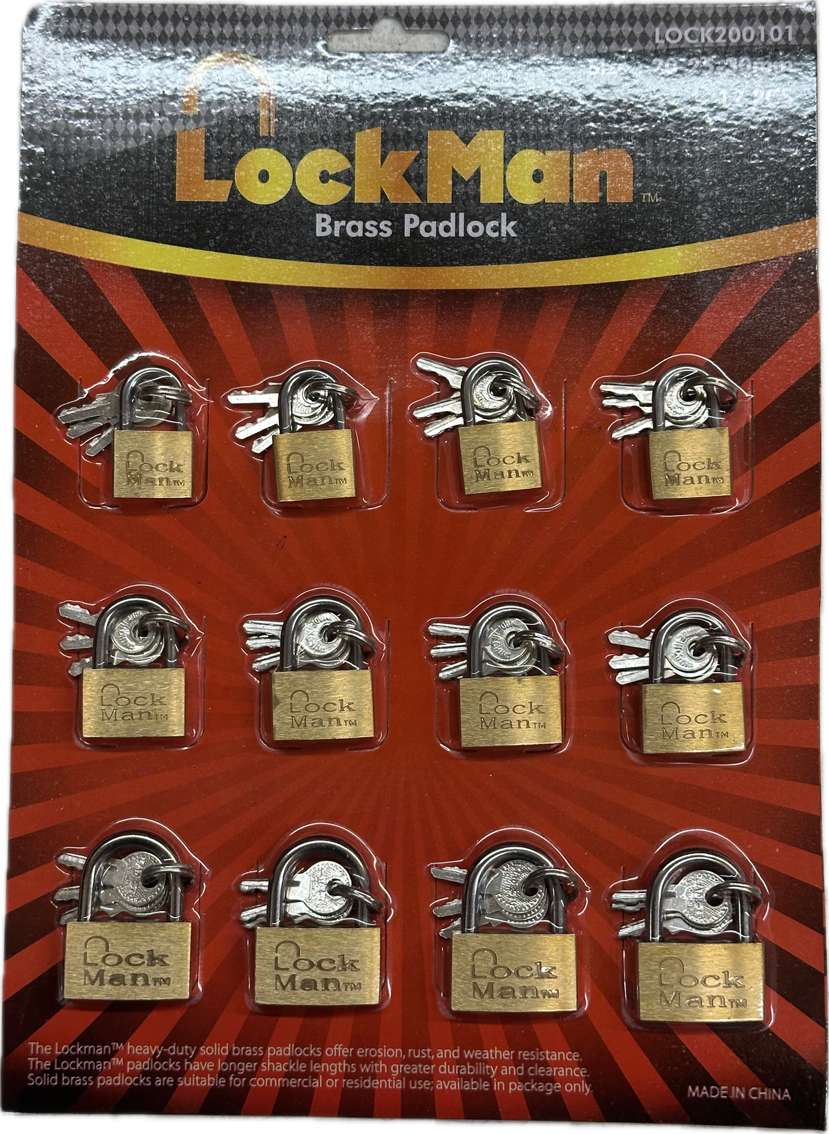 Pad Lock Size  20,25,30 (12 Pieces Per Display)