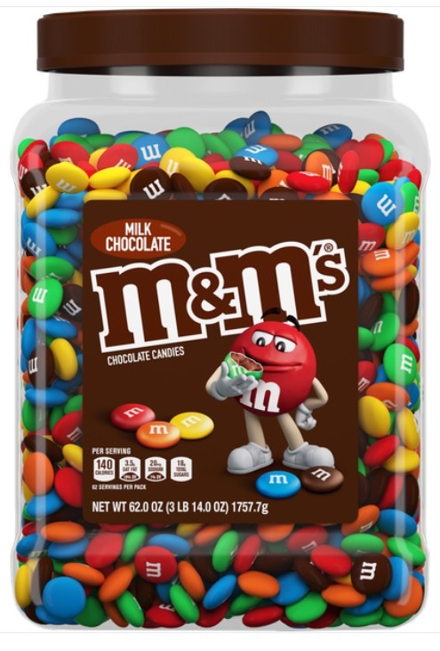 M&Ms Milk Chocolate Bulk Unwrapped Candy Quantity 62 oz Per Jar Sweet Browse at UsaCandyWholesale.Com