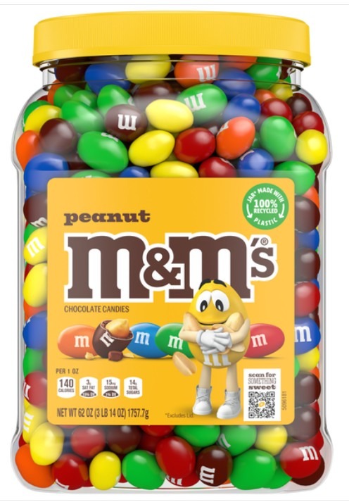 M&M's Peanuts Bulk Candy Unwrapped (62 oz Per Jar)