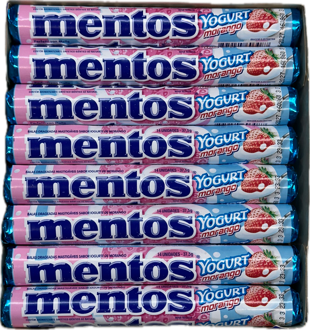 Mentos Mint Morango Yogurt Quantity 16 Rolls Per Box Sweet Browse at UsaCandyWholesale.Com