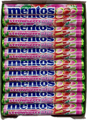 Mentos Mint Strawberry Mix Sweet Original and Sour Quantity 40 Rolls Per Box Sweet Browse at UsaCandyWholesale.Com