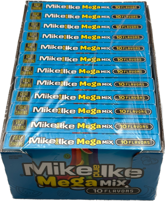 Mike and Ike Mega Mix Theater Movie Box 4.25 oz Each Unit Quantity 12 Box Per Case Sweet Browse at UsaCandyWholesale.Com