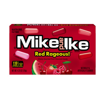 Mike and Ike Red Rageous Theater Movie Box 4.25 oz Each Box Quantity 12 Box Per Case Sweet Browse at UsaCandyWholesale.Com