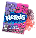 Nerds Candy By Wonka Strawberry Grape Flavors 1.65 oz Each Pack Quantity 36 Packs Per Box Sweet Browse at UsaCandyWholesale.Com