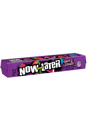 Now and Later Berry Smash 2.4 oz Each Pack Quantity 24 Packs Per Box Sweet Browse at UsaCandyWholesale.Com