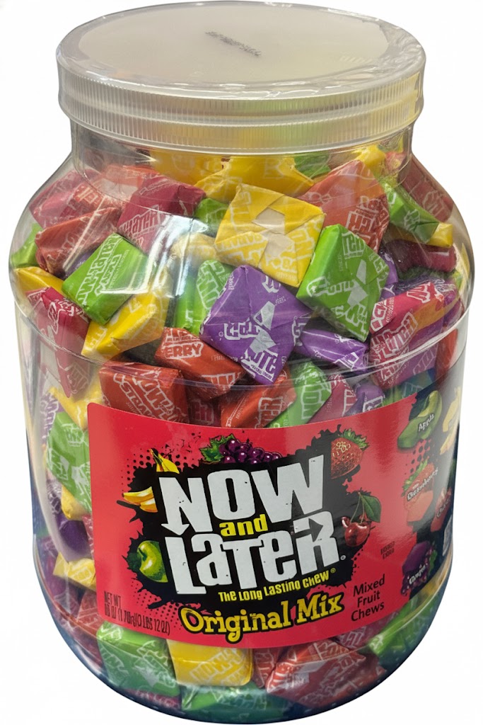 Now and Later Original Mix Mixed Fruit Chews Quantity 385 Pieces Per Jar Sweet Browse at UsaCandyWholesale.Com