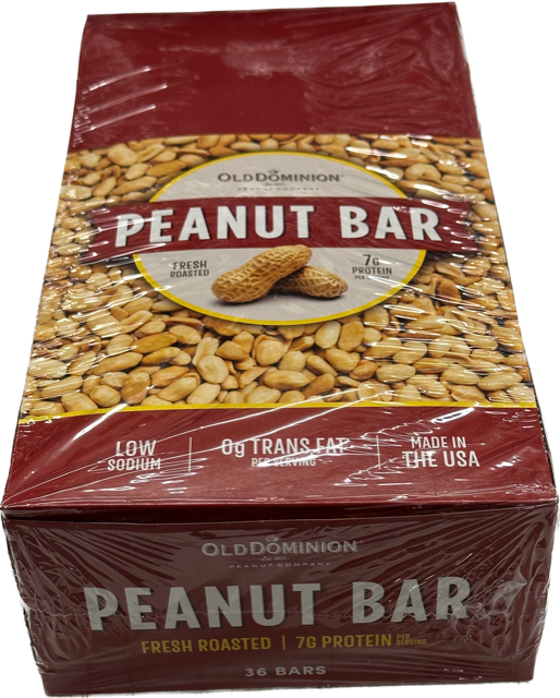 Old Dominion Peanut Bar 1.65 oz Each Pack Quantity 36 Bars Per Box Sweet Browse at UsaCandyWholesale.Com