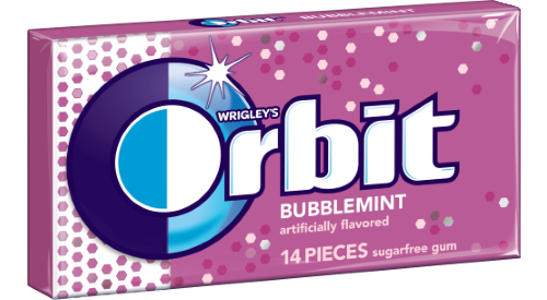 Orbit Gum Bubblemint Flavor Sugar Free Gum Quantity 14 Pieces Per Pack 12 Packs Per Box Sweet Browse at UsaCandyWholesale.Com
