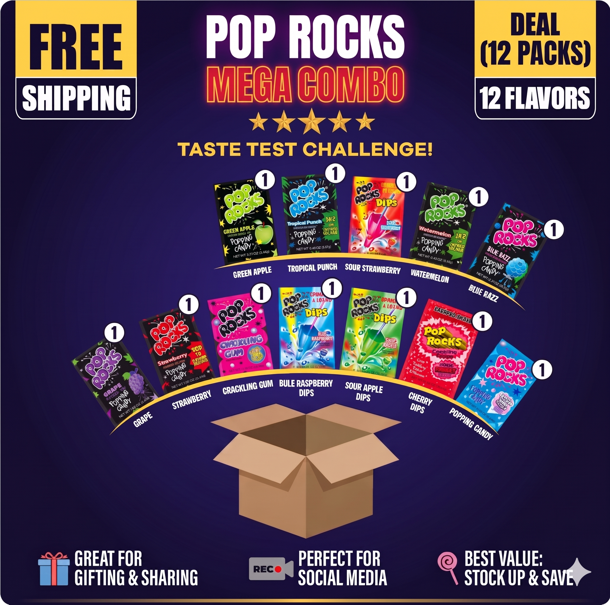 💥 POP ROCKS Explosion! Try All 12 Flavors! I UsaCandyWholesale.Com I