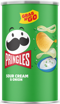 Pringles Chips Grab n Go Sour & Cream Flavor Each Can: 2.5 OZ Quantity 12 Cans Per Case Sweet Browse at UsaCandyWholesale.Com
