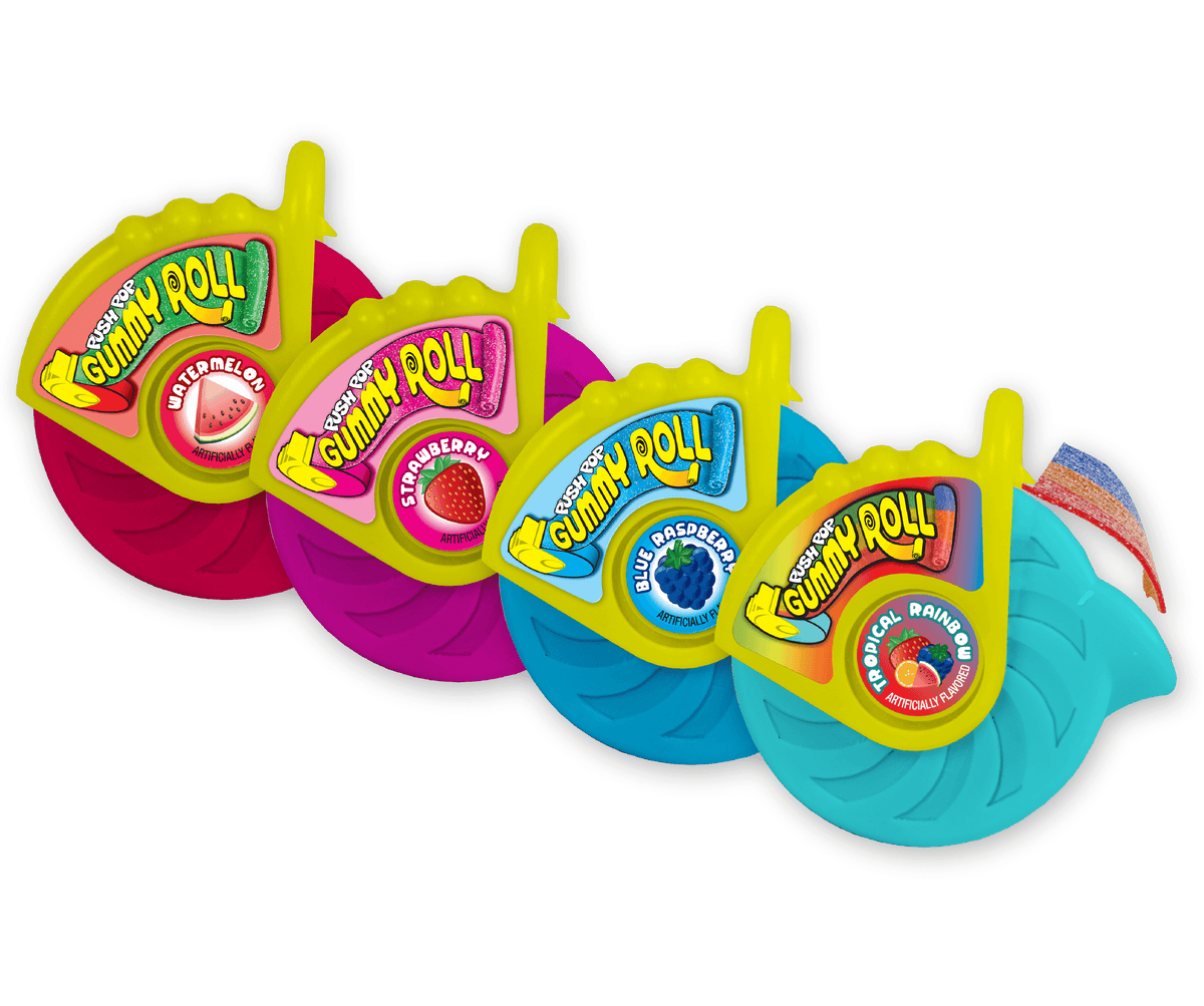 Push Pop Gummy Roll 1.4 oz Each Piece Quantity 8 Pieces Per Box Sweet Browse at UsaCandyWholesale.Com