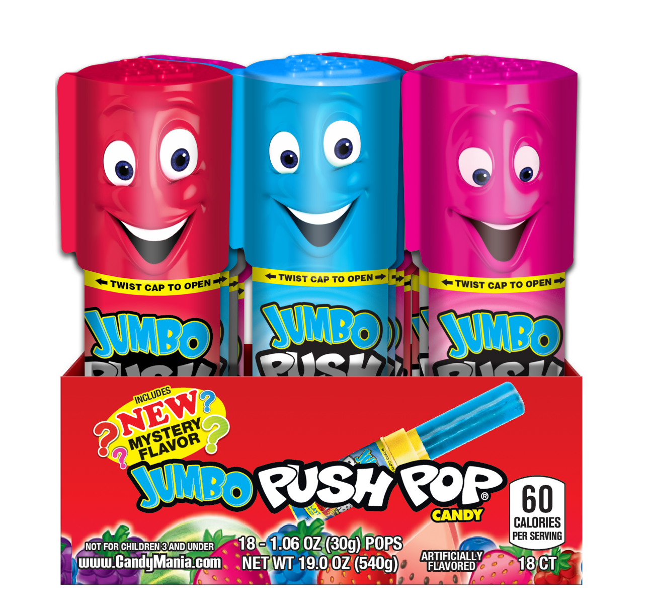 Push Pops Jumbo Assorted Flavors (Box of 18 Pieces) at UsaCandyWholesale.Com