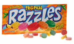Razzles Candy Tropical Flavors 1.4 oz Each Pack Quantity 24 Packs Per Box Sweet Browse at UsaCandyWholesale.Com