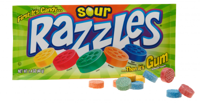 Razzles Sour Candy 1.4 oz Each Pack Quantity 24 Packs Per Box Sweet Browse at UsaCandyWholesale.Com