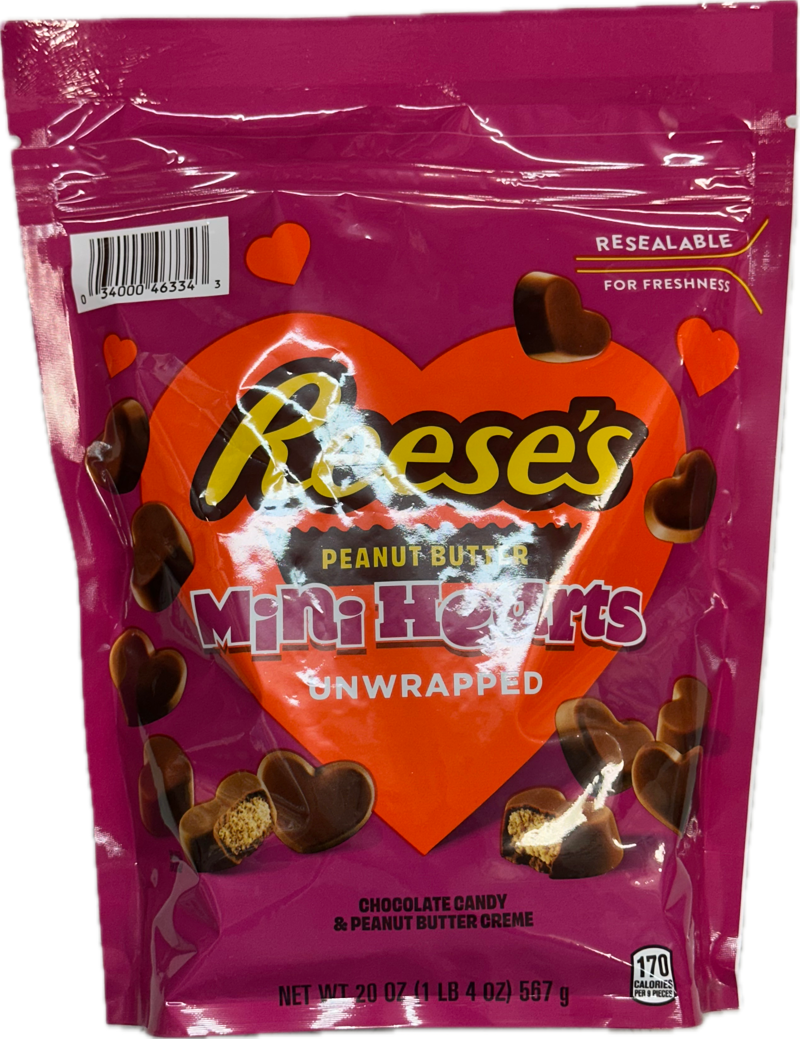 Reese's Peanut Butter Mini Heart Unwrapped 20 oz Quantity 20 oz Per Bag Sweet Browse at UsaCandyWholesale.Com