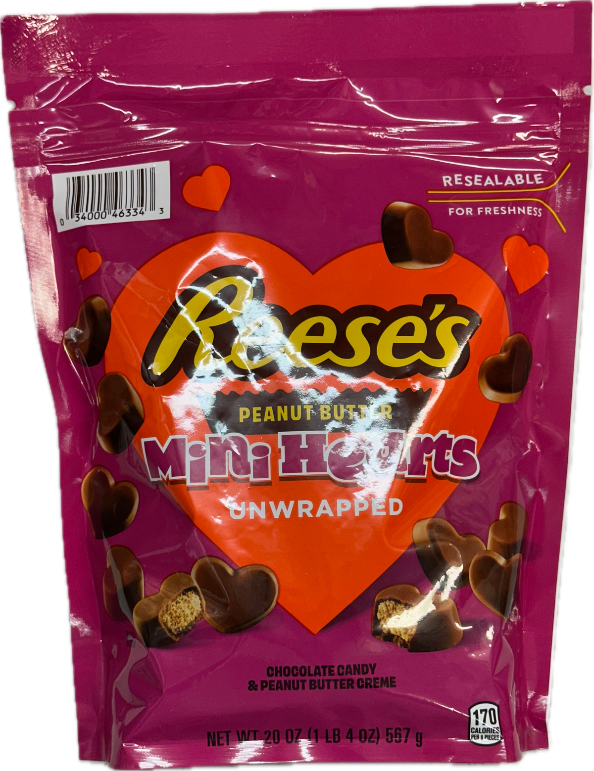 Reese's Peanut Butter Mini Heart Unwrapped 20 oz Quantity 20 oz Per Bag Sweet Browse at UsaCandyWholesale.Com