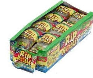 Rip Rolls Candy Sour Rainbow Reaction Flavor Fat Free Candy 1.4 oz Each Pack Quantity 24 Rolls Per Box Sweet Browse at UsaCandyWholesale.Com