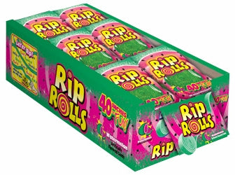 Rip Rolls Candy Sour Watermelon Flavor Fat Free Candy 1.4 oz Each Pack Quantity 24 Rolls Per Box Sweet Browse at UsaCandyWholesale.Com