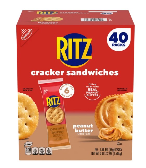 Ritz Sandwich Peanut Butter 1.38oz (40 Packs) at UsaCandyWholesale.Com