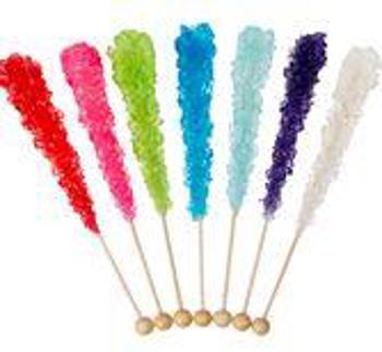 Rock Candy On Stick Assorted 6.5' Wrapped (120 Pieces Per Case)