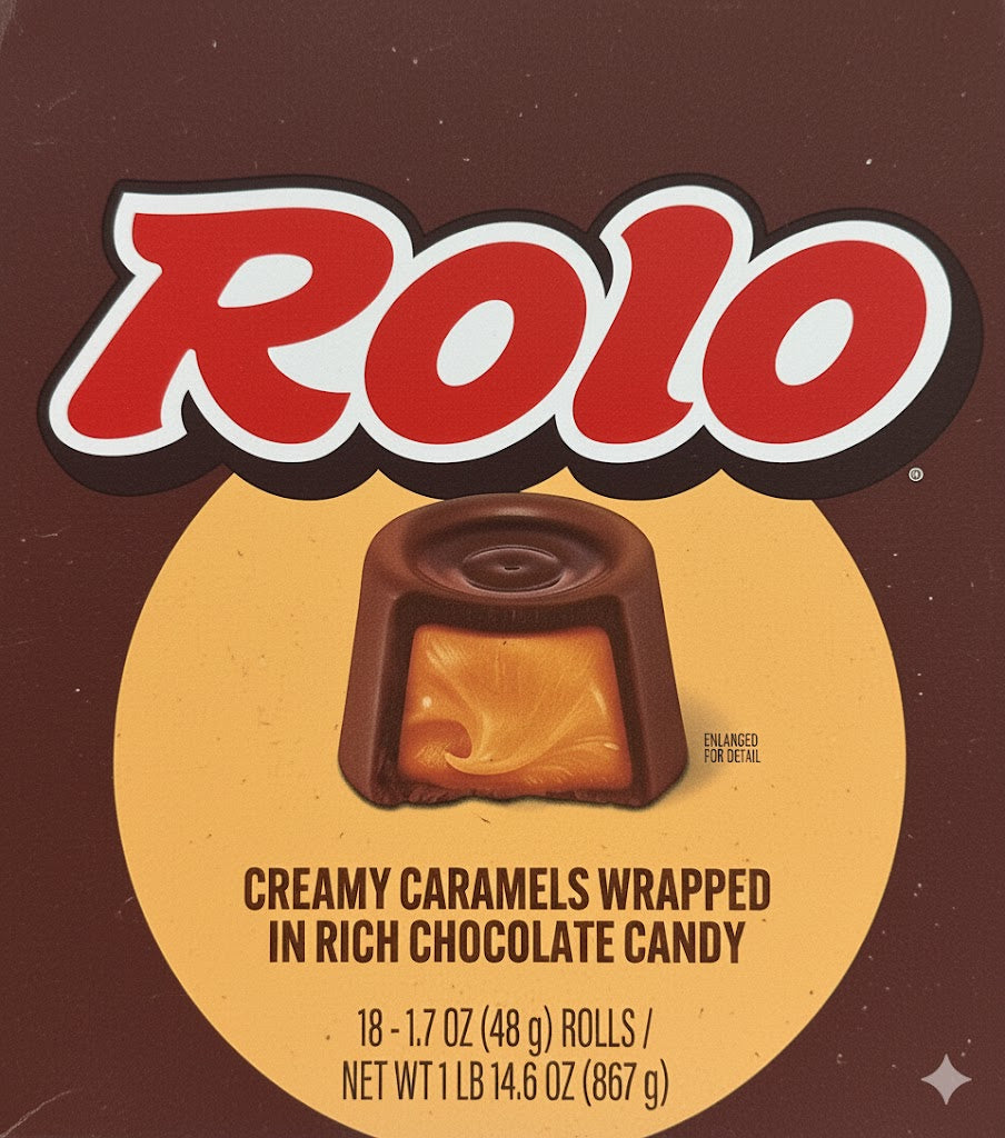 Rolo Chewy Caramel In Milk Chocolate Each Roll 1.7 oz Quantity 36 Rolls Per Box Sweet Browse at UsaCandyWholesale.Com