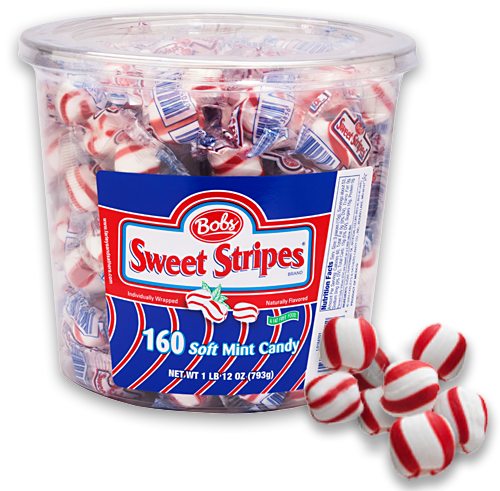 Soft Mint Balls Sweet Stripes Bulk Wrapped Candy Quantity 160 Pieces Per Jar Sweet Browse at UsaCandyWholesale.Com