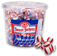 Soft Mint Balls Sweet Stripes Bulk Wrapped Candy Quantity 160 Pieces Per Jar Sweet Browse at UsaCandyWholesale.Com