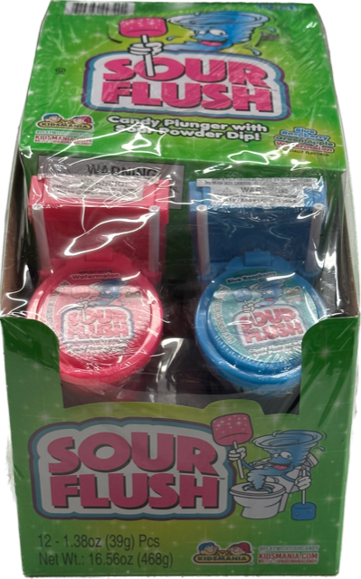 Sour Flush Candy Kidsmania Candy Plunger With Sour Powder Dip Quantity 12 Pieces Per Box Sweet Browse at UsaCandyWholesale.Com