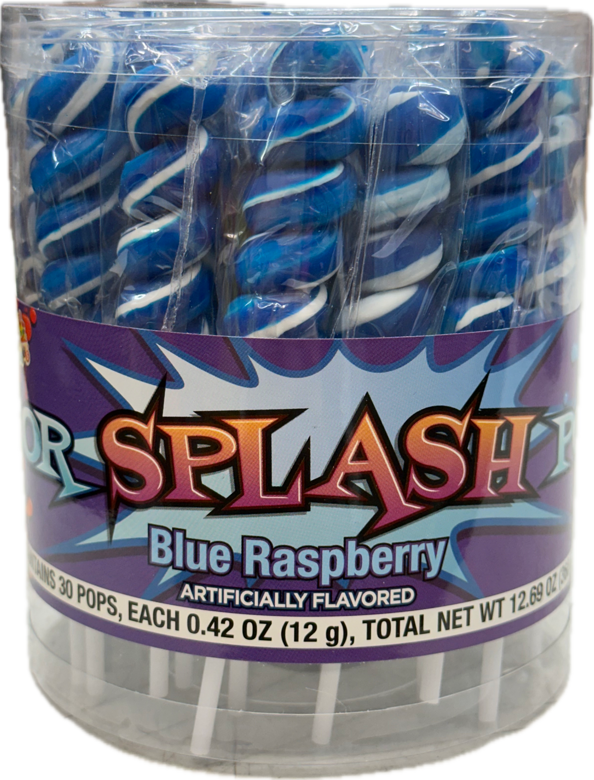 Splash Swirl Lollipops Royal Blue Quantity 30 pops per Jar Sweet Browse at UsaCandyWholesale.Com
