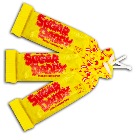 Sugar Daddy Milk Caramel Pops 1.7 oz each Pop Quantity 24 Pops Per Box Sweet Browse at UsaCandyWholesale.Com