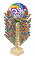 Swirl Twisty Jumbo Lollipop set! Each lollipop 3 oz comes with a wooden display perfect for any occasion.  48 Pops Per Display  at UsaCandyWholesale.Com