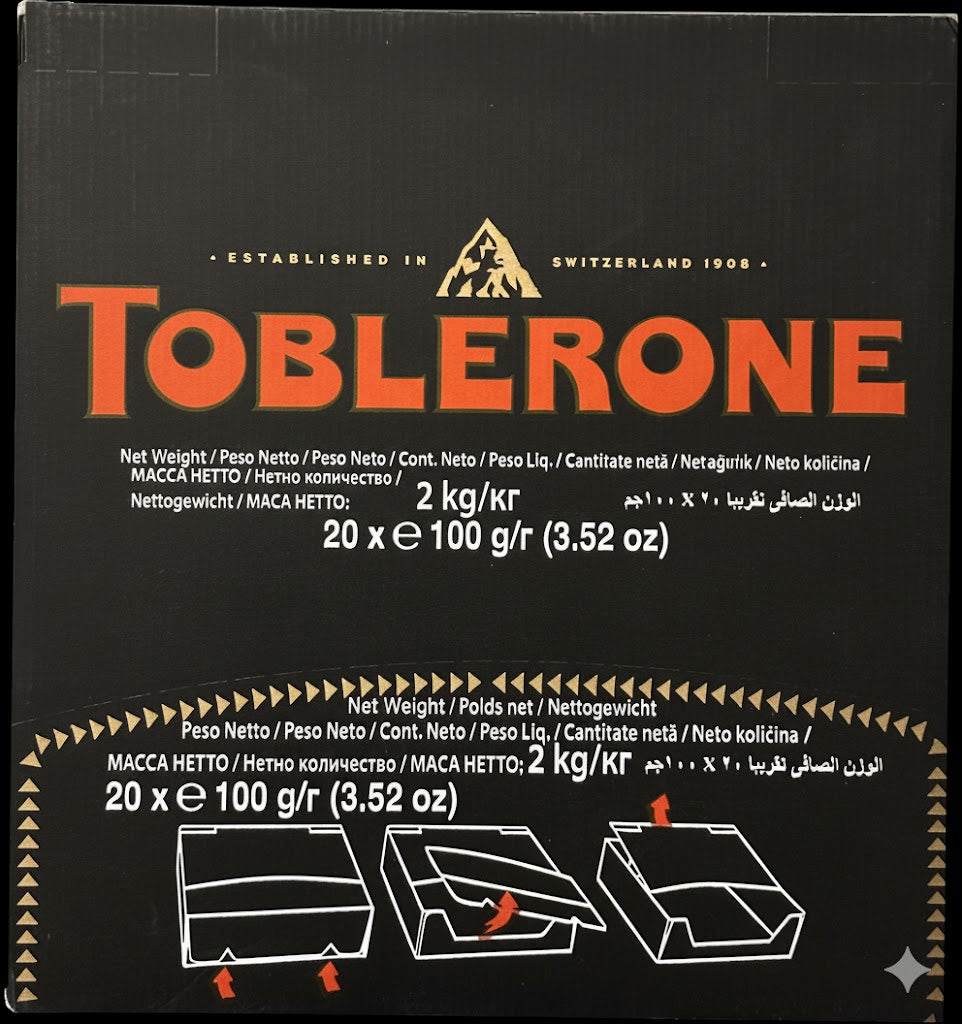 Toblerone Dark Chocolate King Size Each Bar 3.5 oz Quantity 20 Bars Per Box Sweet Browse at UsaCandyWholesale.Com