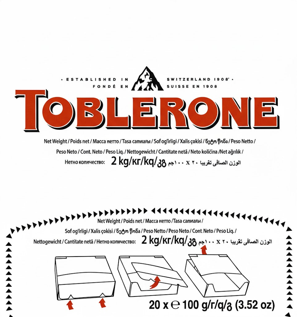 Toblerone White Chocolate King Size Each Bar 3.5 oz Quantity 20 Bars Per Box Sweet Browse at UsaCandyWholesale.Com