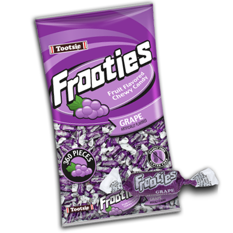 Tootsie Frooties Grape Flavor Chewy Bulk Candy Bite Size Wrapped Bulk CandyQuantity 360 Pieces Per Bag Sweet Browse at UsaCandyWholesale.Com
