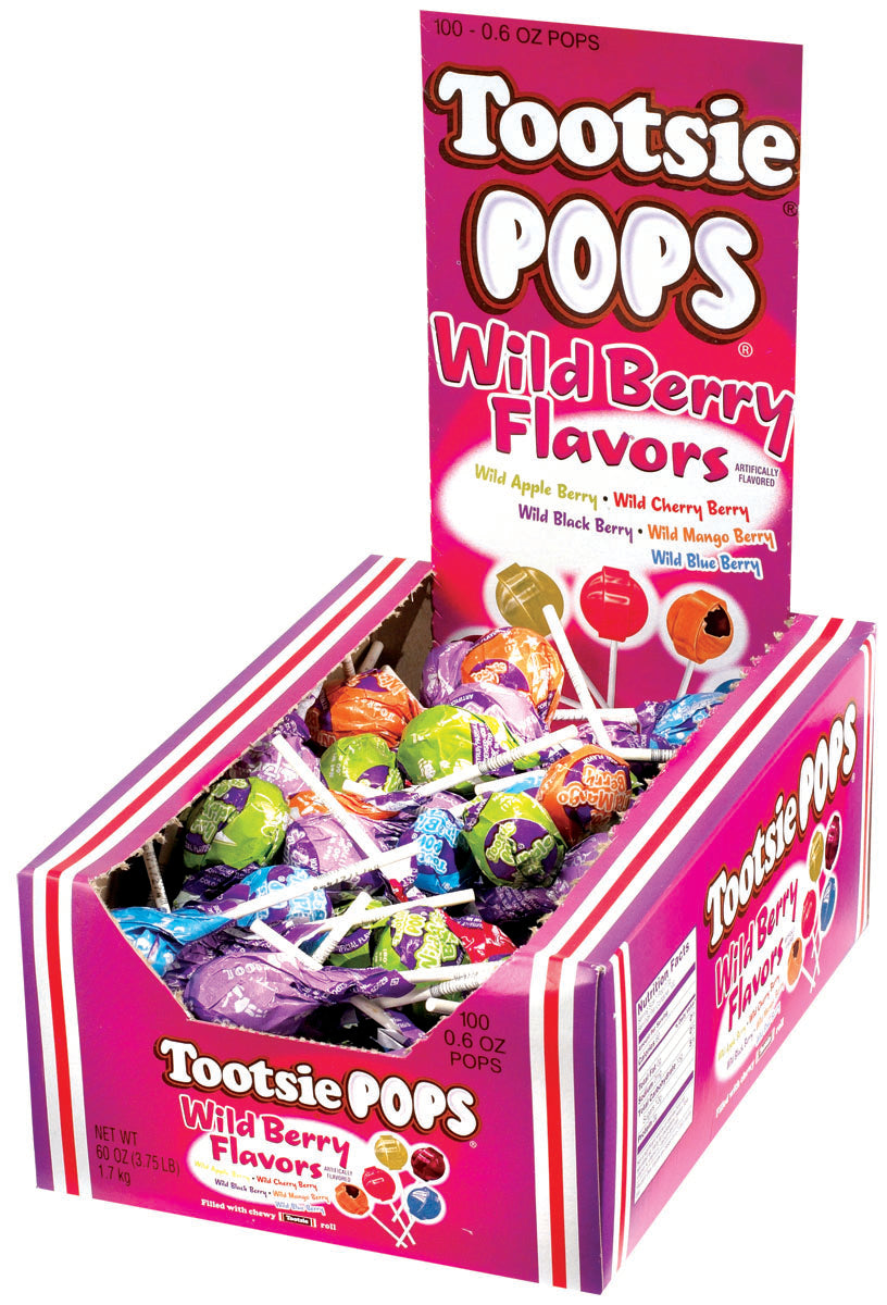 Tootsie Wild Berry Assorted Flavors Quantity 100 Pops Per Box Sweet Browse at UsaCandyWholesale.Com