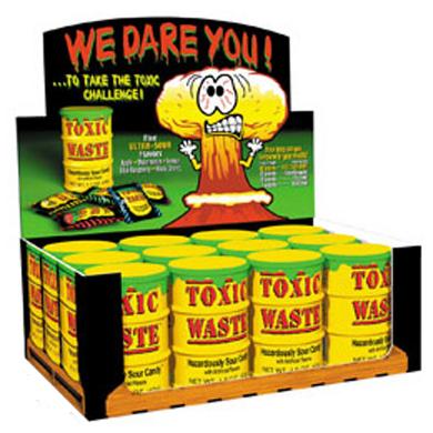Toxic Waste Drum Sour Candy 1.7 oz Each Piece Quantity 12 Pieces Per Box Sweet Browse at UsaCandyWholesale.Com
