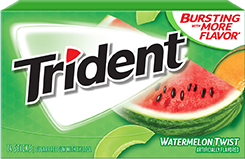 Trident Gum Watermelon Twist Flavor Sugar Free Gum Quantity 14 Pieces Per Pack 12 Packs Per Box Sweet Browse at UsaCandyWholesale.Com