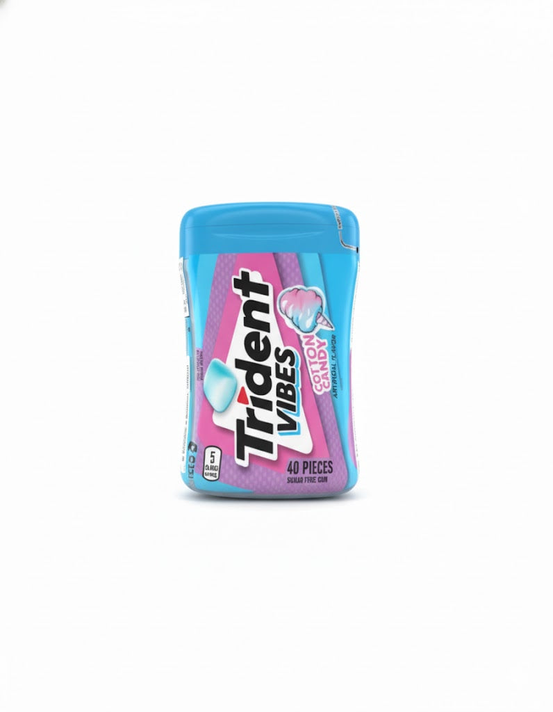 Trident Vibes Gum Cotton Candy Flavor Quantity 40 Pieces Per Bottle 6 Bottles Per Box Sweet Browse at UsaCandyWholesale.Com