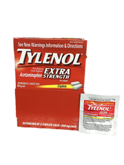 Tylenol Extra Strength 2 Caplets Each Packet Quantity 2 Caplets Per Packet 50 Packets Per Box Happy Browse at UsaCandyWholesale.Com