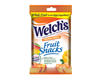 Welch's Fruit Snacks Mango Peach Flavor 5 oz Each Bag Quantity 12 Bags Per Case Sweet Browse at UsaCandyWholesale.Com