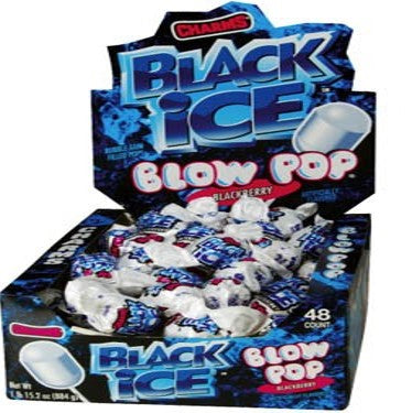 Charms Blow Pops Black Ice Black Berry Flavor (48 Pops Per Box)